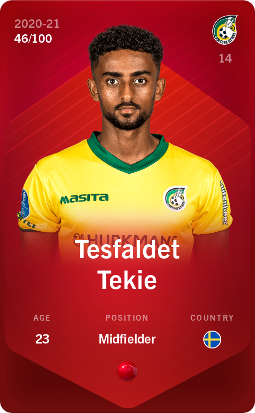 Sorare - Sorare Official - Tesfaldet Tekie 2020-21 • Rare 46/100 - NFT # 88321471816269860595076505194066045248592724485213696389070565731696043126373