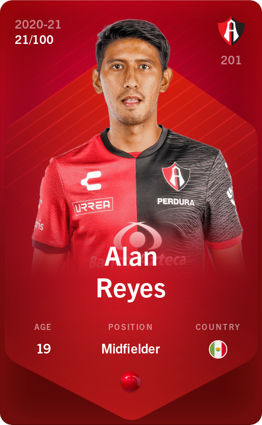 Sorare - Sorare Official - Alan Reyes 2020-21 • Rare 21/100 - NFT # 94404527480769000617491245355233537971396284415916943056961094165261732288689