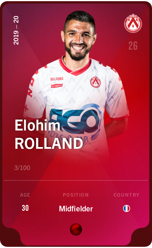 Sorare - Sorare Official - Elohim Rolland 2019-20 • Rare 3/100 - NFT # 77232567510478217570754919607349752324361606838248058050803588076670732896843