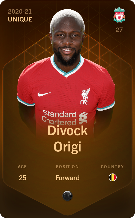 Sorare - Sorare Official - Divock Origi 2020-21 • Unique - NFT # 90614786122193094200129921990303479807883887988193588300563966663232346574108