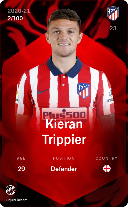 Sorare - Sorare Official - Kieran Trippier 2020-21 • Rare 2/100 - NFT # 106565729633218130297107378596847423505880051351574043615282974464148793341508