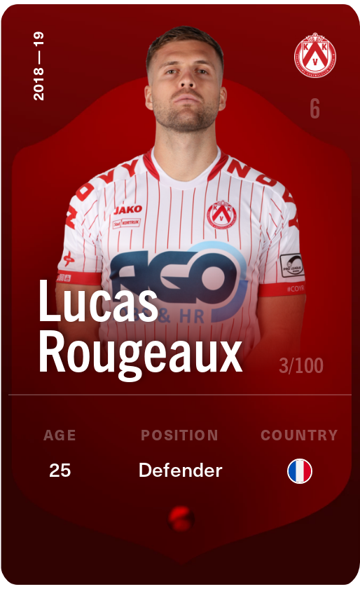 Sorare - Sorare Official - Lucas Rougeaux 2018-19 • Rare 3/100 - NFT # 60667437203579393609945546415827763745970528475167153528401144566586645870320