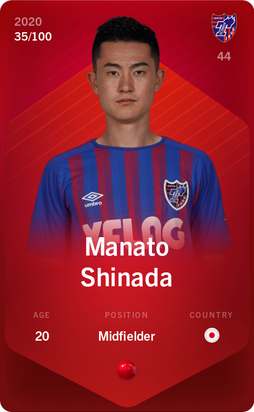 Sorare - Sorare Official - Manato Shinada 2020-21 • Rare 35/100 - NFT # 64720202231224238328211198454240144498220191998384517815125173691372146280368