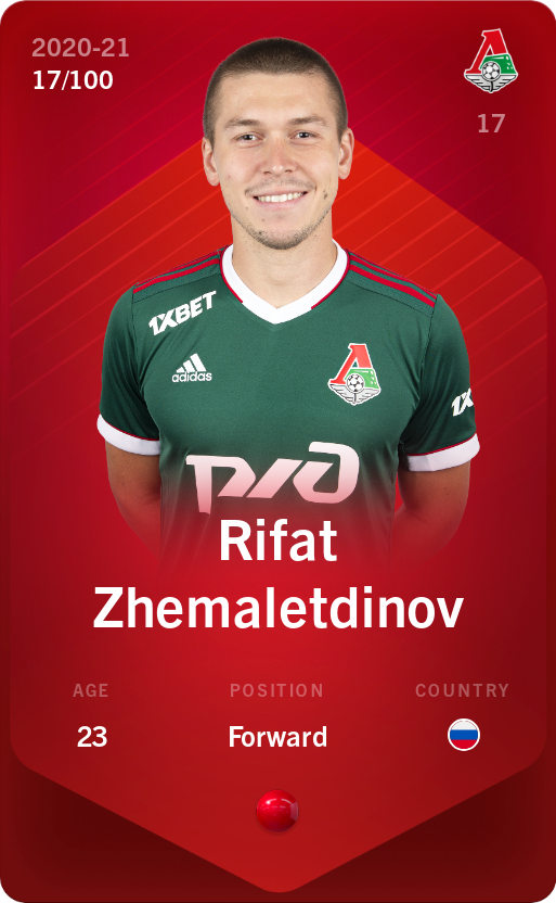 Sorare - Sorare Official - Rifat Zhemaletdinov 2020-21 • Rare 17/100 - NFT # 57310024373945700998199272577282413187588110038103500133326882783217508737586