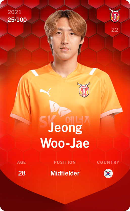 Sorare - Sorare Official - Jeong Woo-Jae 2021-22 • Rare 25/100 - NFT # 78557775543498265399042515480898976259461076250473448163625035821092684023765