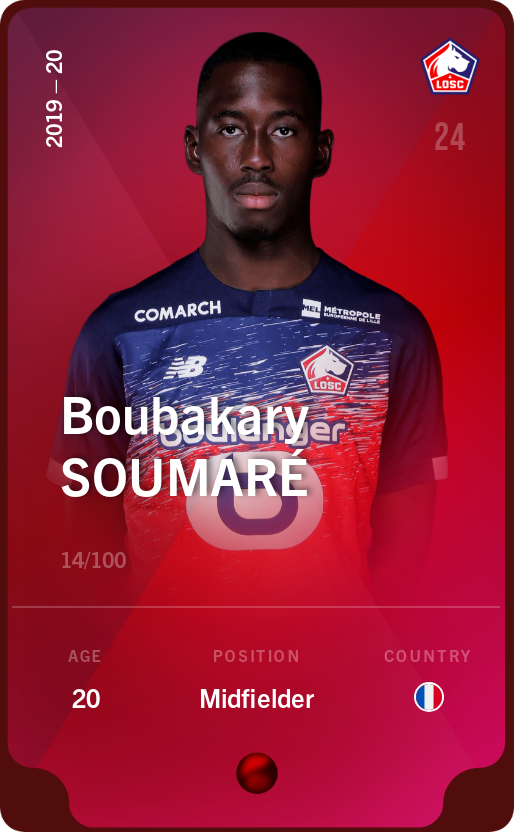 Sorare - Sorare Official - Boubakary Soumaré 2019-20 • Rare 14/100 - NFT # 72244039428382790338847837046271173673203097380563514582869064332452291608451
