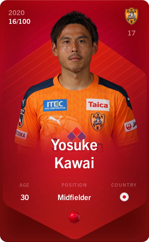 Sorare - Sorare Official - Yosuke Kawai 2020-21 • Rare 16/100 - NFT # 1824908309614793626776424203835780406900165099854483172283122562722738708226