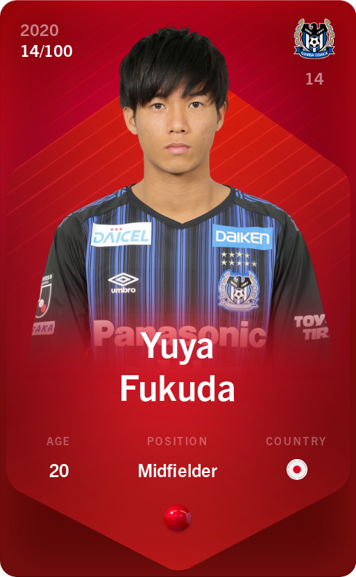 Sorare - Sorare Official - Yuya Fukuda 2020-21 • Rare 14/100 - NFT # 72662554697002395334510733750233430888515548425271463592702177679280272614768