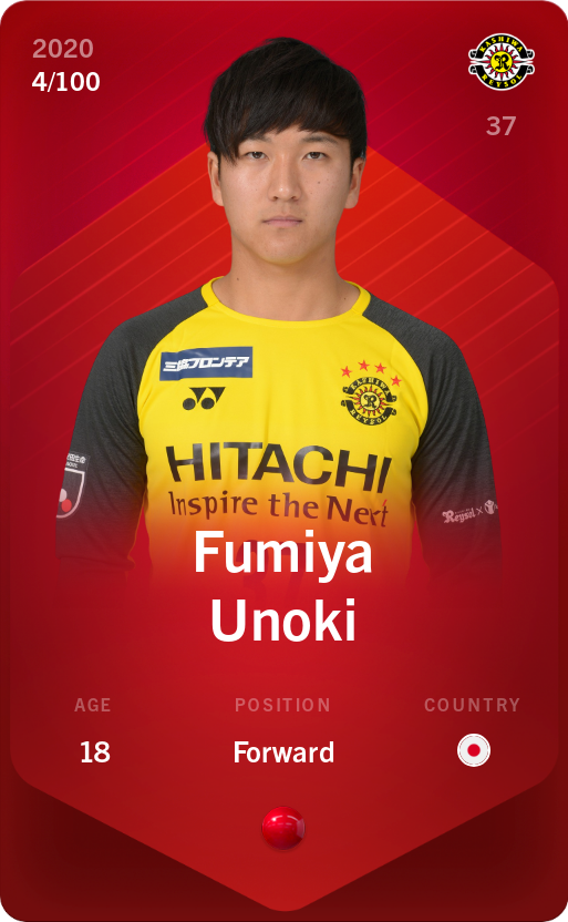 Sorare - Sorare Official - Fumiya Unoki 2020-21 • Rare 4/100 - NFT # 1553559557083442907089341230526033269816709599420881032066839999092450594926