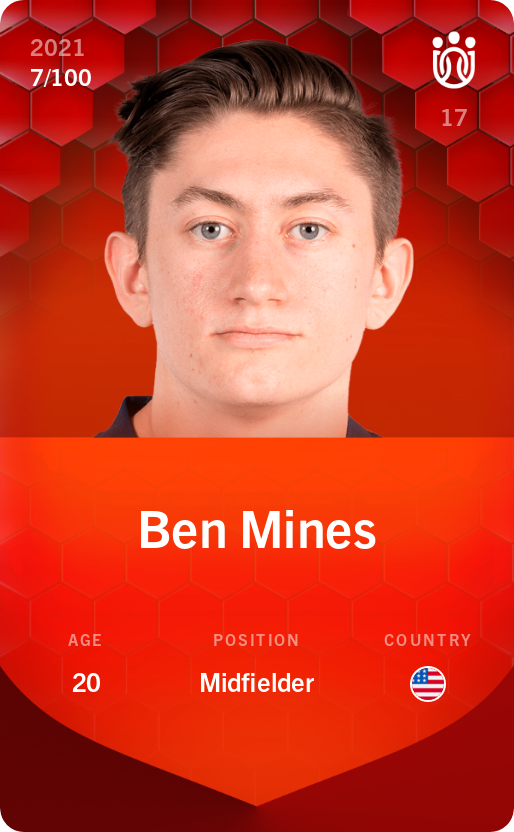 Sorare - Sorare Official -  Ben Mines 2021-22 • Rare 7/100 - NFT # 52882887908089363442086711984673314483562247248597137603022422590857337273301