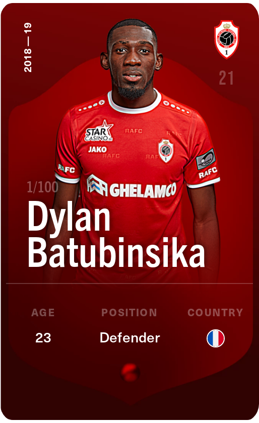 Sorare - Sorare Official - Dylan Batubinsika 2018-19 • Rare 1/100 - NFT # 40971877507808905194621341837212844671174958468415364616306967224303290820539