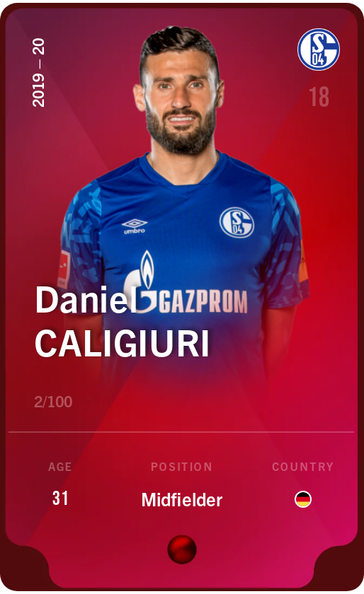 Sorare - Sorare Official - Daniel Caligiuri 2019-20 • Rare 2/100 - NFT # 94308074732581499102589585184774735813624455258448450717591706987001787344833