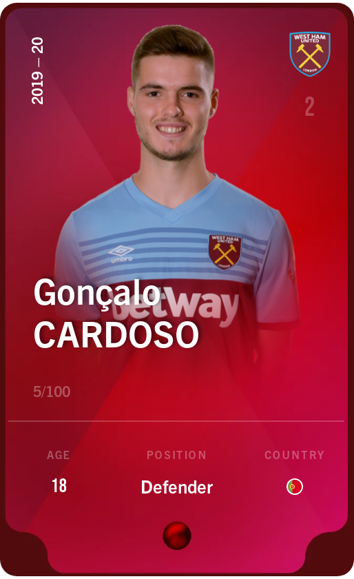 Sorare - Sorare Official - Gonçalo Cardoso 2019-20 • Rare 5/100 - NFT # 37307130039134386651404379039139377168643755418446248676532034539848285048866