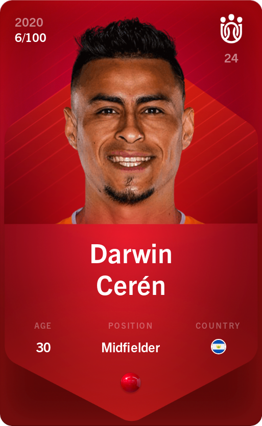 Sorare - Sorare Official - Darwin Cerén 2020-21 • Rare 6/100 - NFT # 110803396616774221593668939631856282632466872925866012242712611658556575612474
