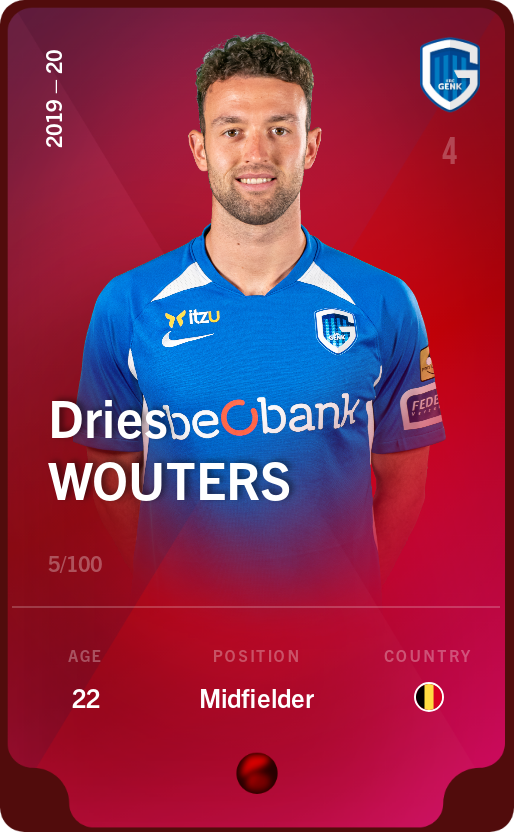 Sorare - Sorare Official - Dries Wouters 2019-20 • Rare 5/100 - NFT # 42938888689100169964656189860706439941449500599148295382447357323340384394919
