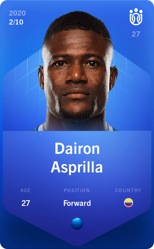 Sorare - Sorare Official - Dairon Asprilla 2020-21 • Super Rare 2/10 - NFT # 37607794390214141927448014425646286822815906211844416781166789846179138586794