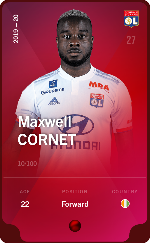 Sorare - Sorare Official - Maxwell Cornet 2019-20 • Rare 10/100 - NFT # 64887117285730436448743401251742332084040157899544330583668109095677370572395