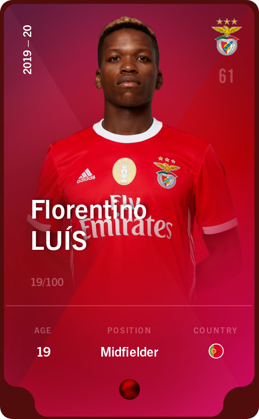 Sorare - Sorare Official - Florentino Luís 2019-20 • Rare 19/100 - NFT # 26037330325452266202666578256675229752416403300479655747453118162251759251143