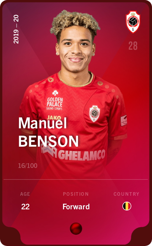 Sorare - Sorare Official - Manuel Benson 2019-20 • Rare 16/100 - NFT # 11709114071024264356497933985392835261085611413129355197382861536224843883096