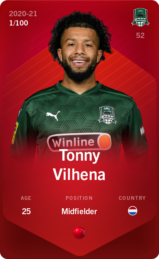 Sorare - Sorare Official - Tonny Vilhena 2020-21 • Rare 1/100 - NFT # 89914624884809530736971332640620060854743125949291387297637272401873675435514