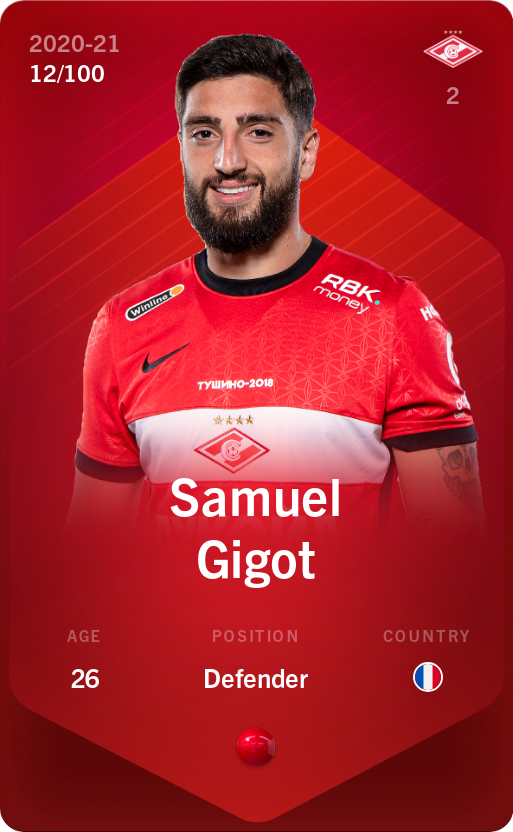 Sorare - Sorare Official - Samuel Gigot 2020-21 • Rare 12/100 - NFT # 29294308857583399399186581423415072622618299932424523916387029560476585028706