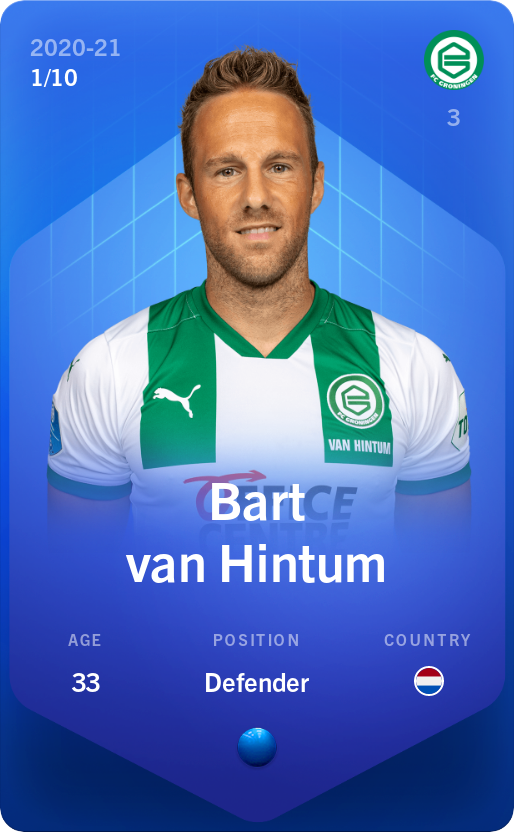 Sorare - Sorare Official - Bart van Hintum 2020-21 • Super Rare 1/10 - NFT # 432147236120011285984583270731334884818497757512418238121511118948743958932