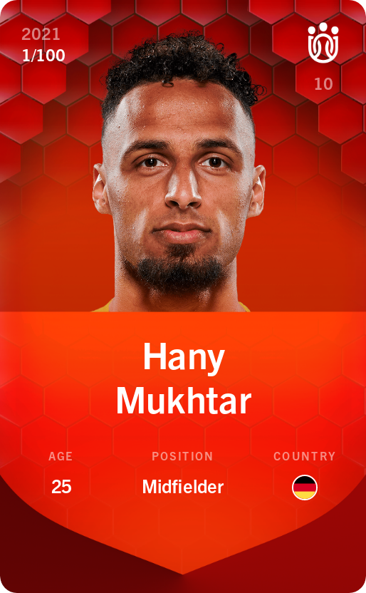 Sorare - Sorare Official - Hany Mukhtar 2021-22 • Rare 1/100 - NFT # 64029539063706413477933265530196507272577197208621218001517035299147199696350