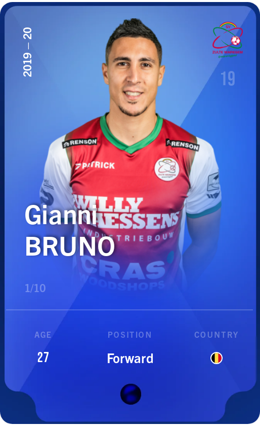 Sorare - Sorare Official - Gianni Bruno 2019-20 • Super Rare 1/10 - NFT # 54376068012935828093127866524428952465917897582682768216337783583041799760264
