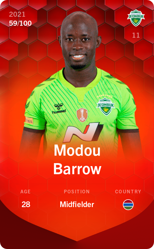 Sorare - Sorare Official - Modou Barrow 2021-22 • Rare 59/100 - NFT # 11858940553475576104763442686962103127015261384647964024957635990288052866710