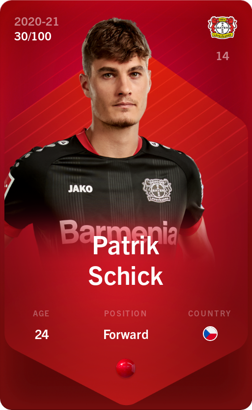 Sorare - Sorare Official - Patrik Schick 2020-21 • Rare 30/100 - NFT # 23051345104820254984264516256199025199074820838672850109476666951327103344609