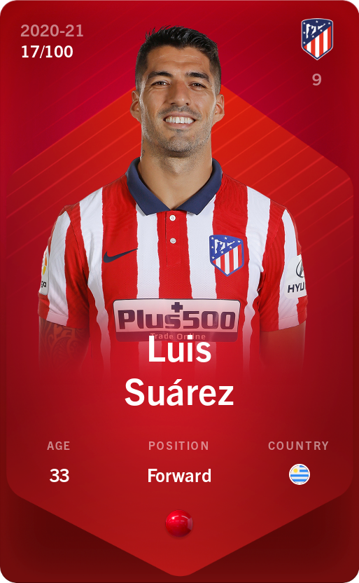 Sorare - Sorare Official - Luis Suárez 2020-21 • Rare 17/100 - NFT # 56793334126529564885764043331959383075556666752351335883433489820362462699684