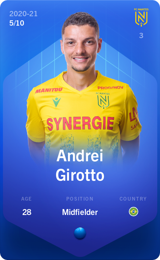 Sorare - Sorare Official - Andrei Girotto 2020-21 • Super Rare 5/10 - NFT # 73342603457330112921237069040324608876169239074847071384980452770492529573658