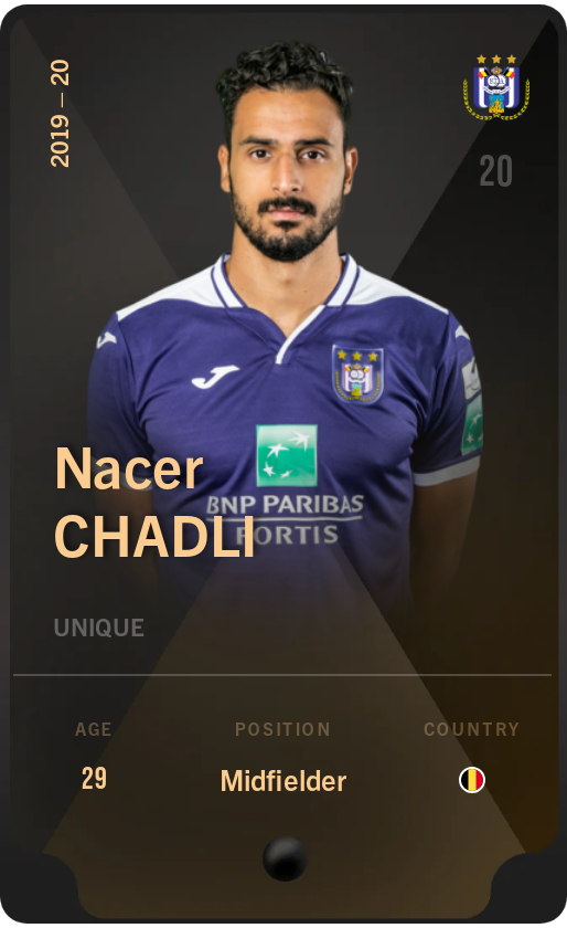 Sorare - Sorare Official - Nacer Chadli 2019-20 • Unique - NFT # 1907562473400424289836775188552071149432215806941471261001547617695593641317