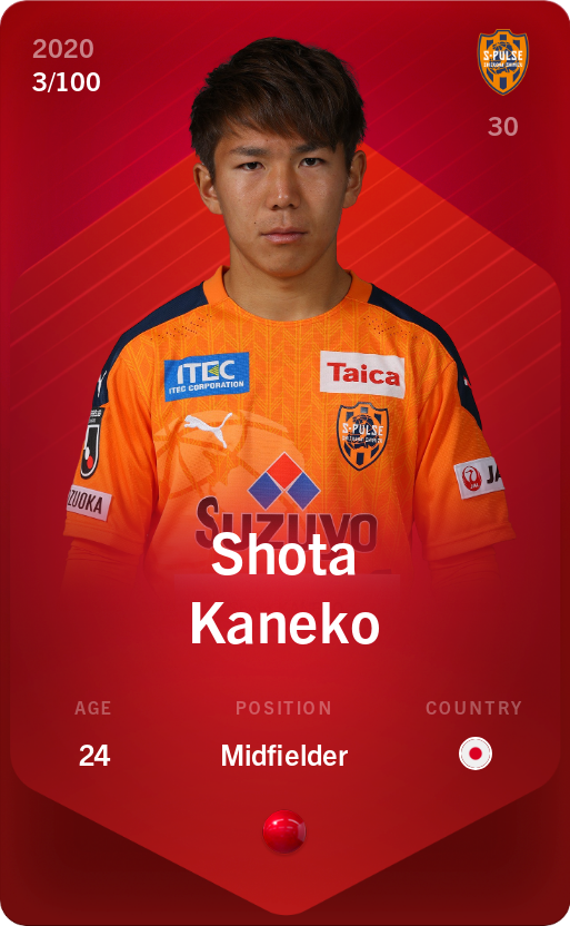 Sorare - Sorare Official - Shota Kaneko 2020-21 • Rare 3/100 - NFT # 12632596227931248574173891269726552560854964870349042329155125848674350741299