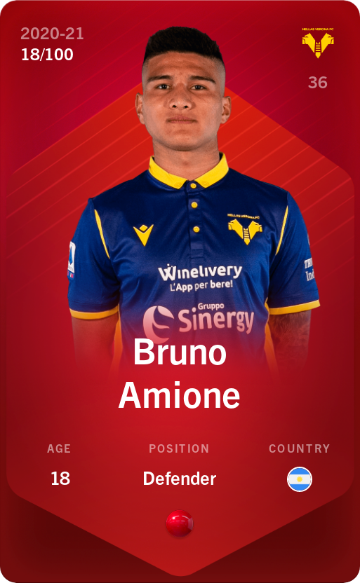 Sorare - Sorare Official - Bruno Amione 2020-21 • Rare 18/100 - NFT # 34615910904044656066205439448412049430367367834029531254654660455546541199367