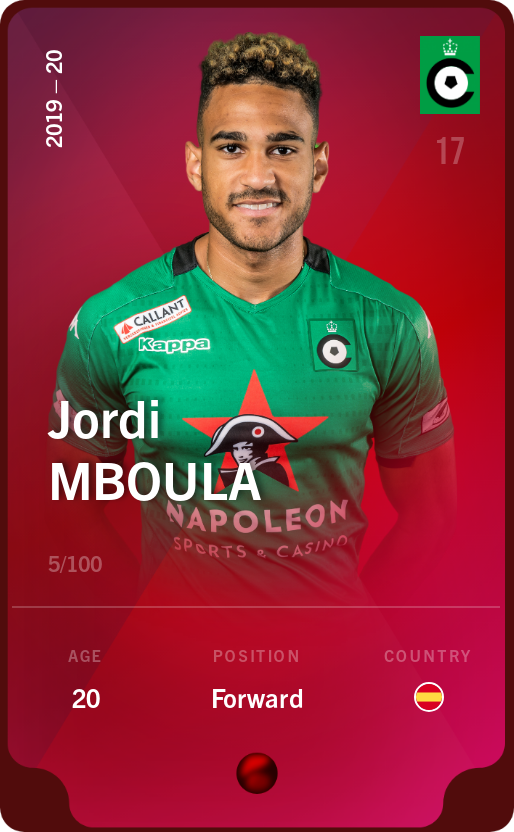 Sorare - Sorare Official - Jordi Mboula 2019-20 • Rare 5/100 - NFT # 114055334710972376087571661378190902240434451988647679534734088540112792665261