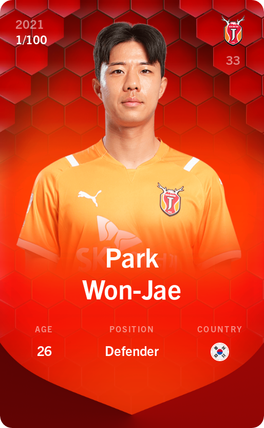 Sorare - Sorare Official - Park Won-Jae 2021-22 • Rare 1/100 - NFT # 76437712097173233821375032669500169142392020348247543959818001873824863488016