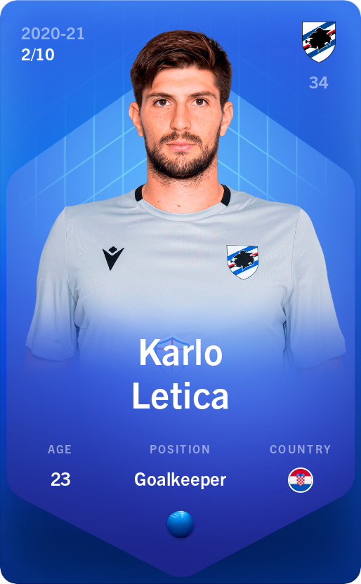 Sorare - Sorare Official - Karlo Letica 2020-21 • Super Rare 2/10 - NFT # 61220800741572934612646988155237112647377641924111179959625689011576154496591