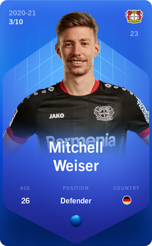Sorare - Sorare Official - Mitchell Weiser 2020-21 • Super Rare 3/10 - NFT # 15069975091578698411929223288771427540425809028936971268543165764262229396897