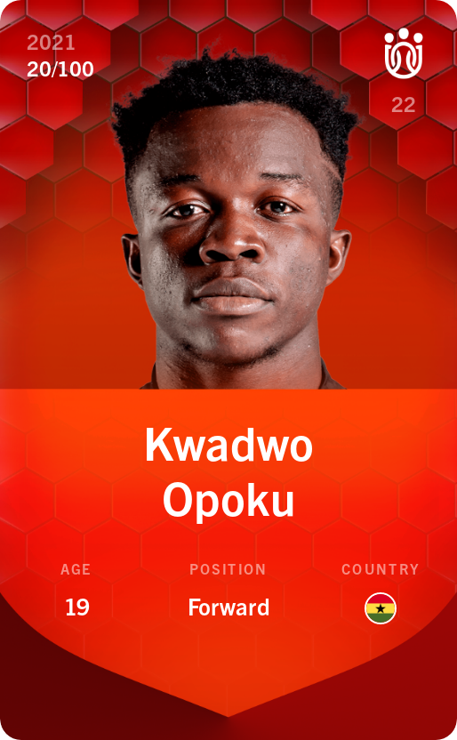 Sorare - Sorare Official - Kwadwo Opoku 2021-22 • Rare 20/100 - NFT # 69415029085655669532854891491396707626527455084206639014963280306333210691531