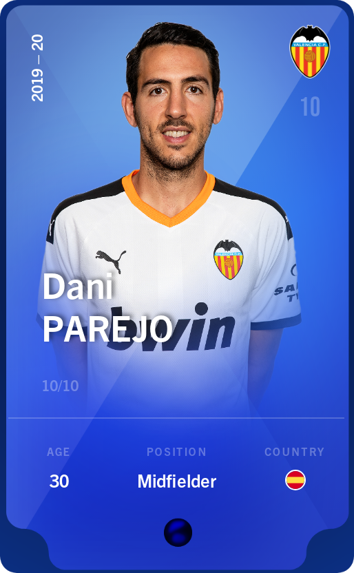 Sorare - Sorare Official - Dani Parejo 2019-20 • Super Rare 10/10 - NFT # 20209254670973917445248226664276344875566261486331705779391883825410129154613
