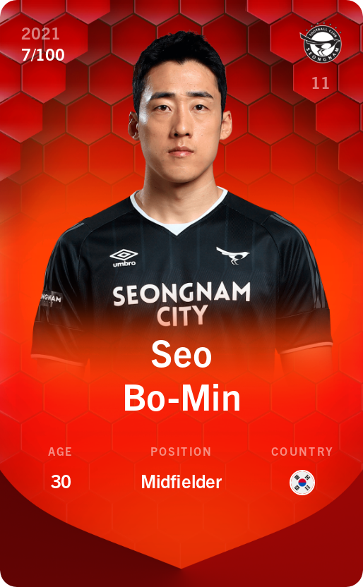 Sorare - Sorare Official - Seo Bo-Min 2021-22 • Rare 7/100 - NFT # 96337460806246112780068601579131839276184438693453499672912404891423917249980