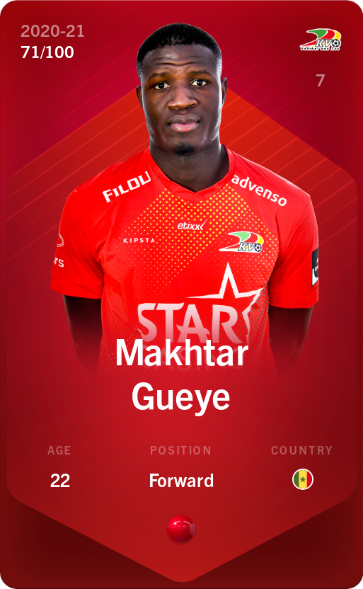 Sorare - Sorare Official - Makhtar Gueye 2020-21 • Rare 71/100 - NFT # 115351022995344257134059365990319692280581403734507124235705299457631562577045