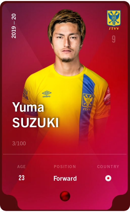Sorare - Sorare Official - Yuma Suzuki 2019-20 • Rare 3/100 - NFT # 57006628085538104334330543039882053359607143328725203191905812422703980216394