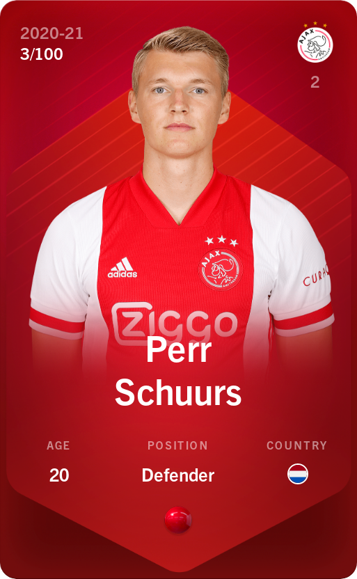 Sorare - Sorare Official - Perr Schuurs 2020-21 • Rare 3/100 - NFT # 107442780520115970907936187659475546697956378158182416540328517749919851149622