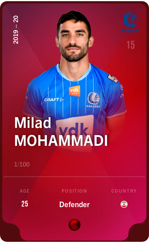 Sorare - Sorare Official - Milad Mohammadi 2019-20 • Rare 1/100 - NFT # 98775036369274499508335113053128185760260515670348455330924090284568903515620