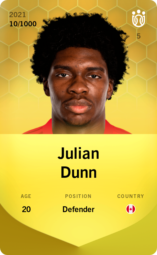 Sorare - Sorare Official - Julian Dunn 2021-22 • Limited 10/1000 - NFT # 79034147981388456081602633376035600650029120744876729271319459553880152979592