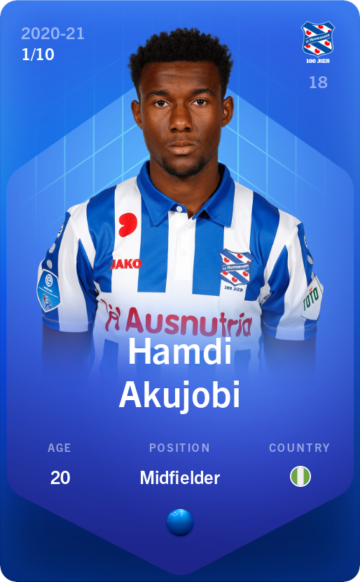 Sorare - Sorare Official - Hamdi Akujobi 2020-21 • Super Rare 1/10 - NFT # 55014460807299506177184992601549795066010716335270703804776026095404911458494