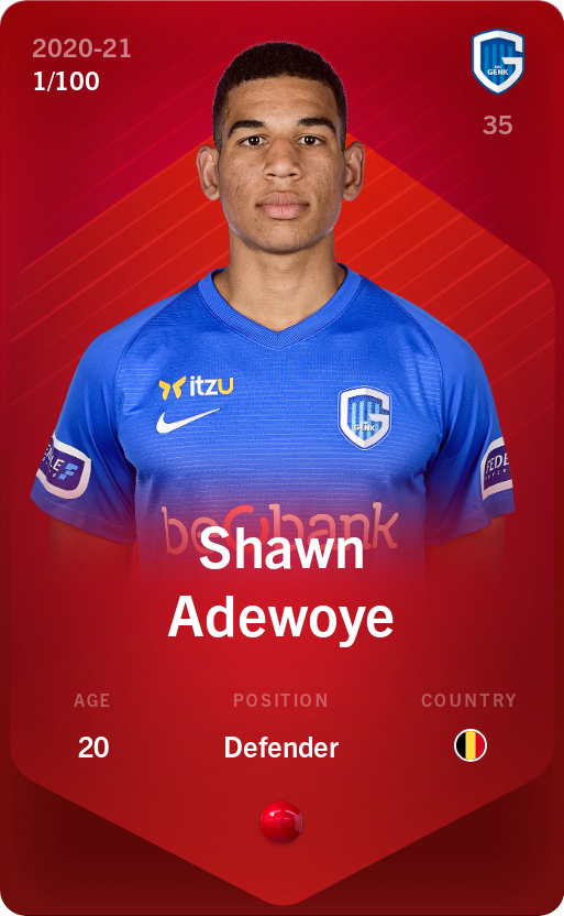 Sorare - Sorare Official - Shawn Adewoye 2020-21 • Rare 1/100 - NFT # 95396113541026297698919898872218113625097255963592399658894928894130113306224