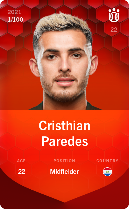 Sorare - Sorare Official - Cristhian Paredes 2021-22 • Rare 1/100 - NFT # 56558311337998724251285303592493748052633318124969175018156831520488963801491